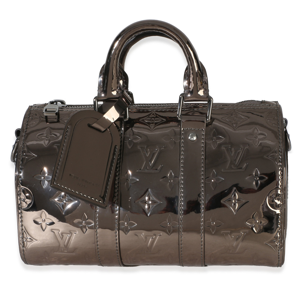 Louis Vuitton Gunmetal Mirror Monogram Heritage Keepall Bandouliere 25